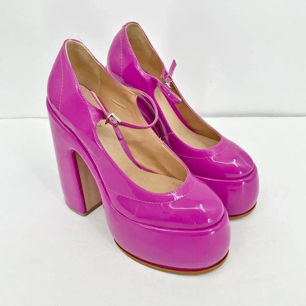 Schutz Womens Zayne Platform Mary Janes US 7 EU 37 Pink Patent Leather NIB - Picture 4 of 10
